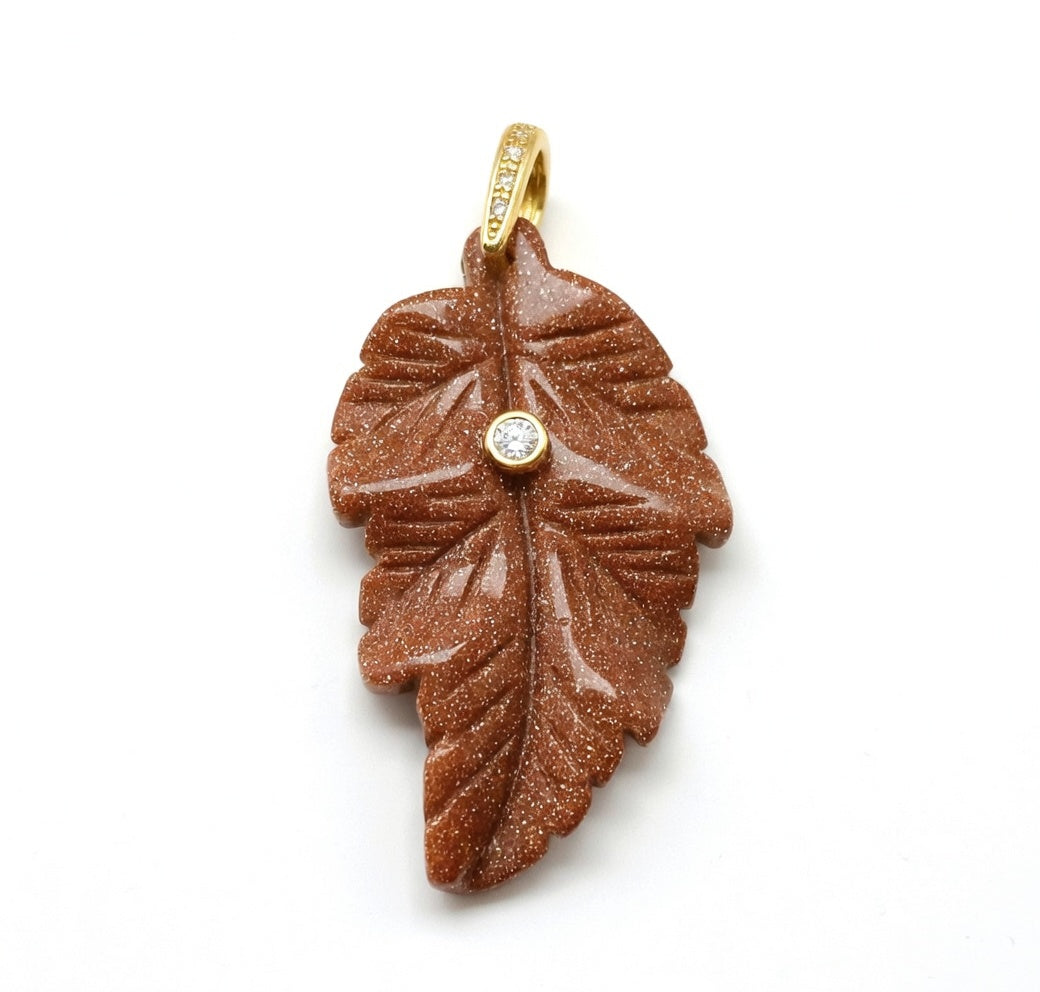 Leaf Natural Gemstone Charm
