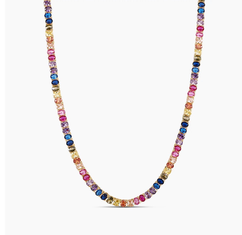 Rainbow Glow tennis Necklace