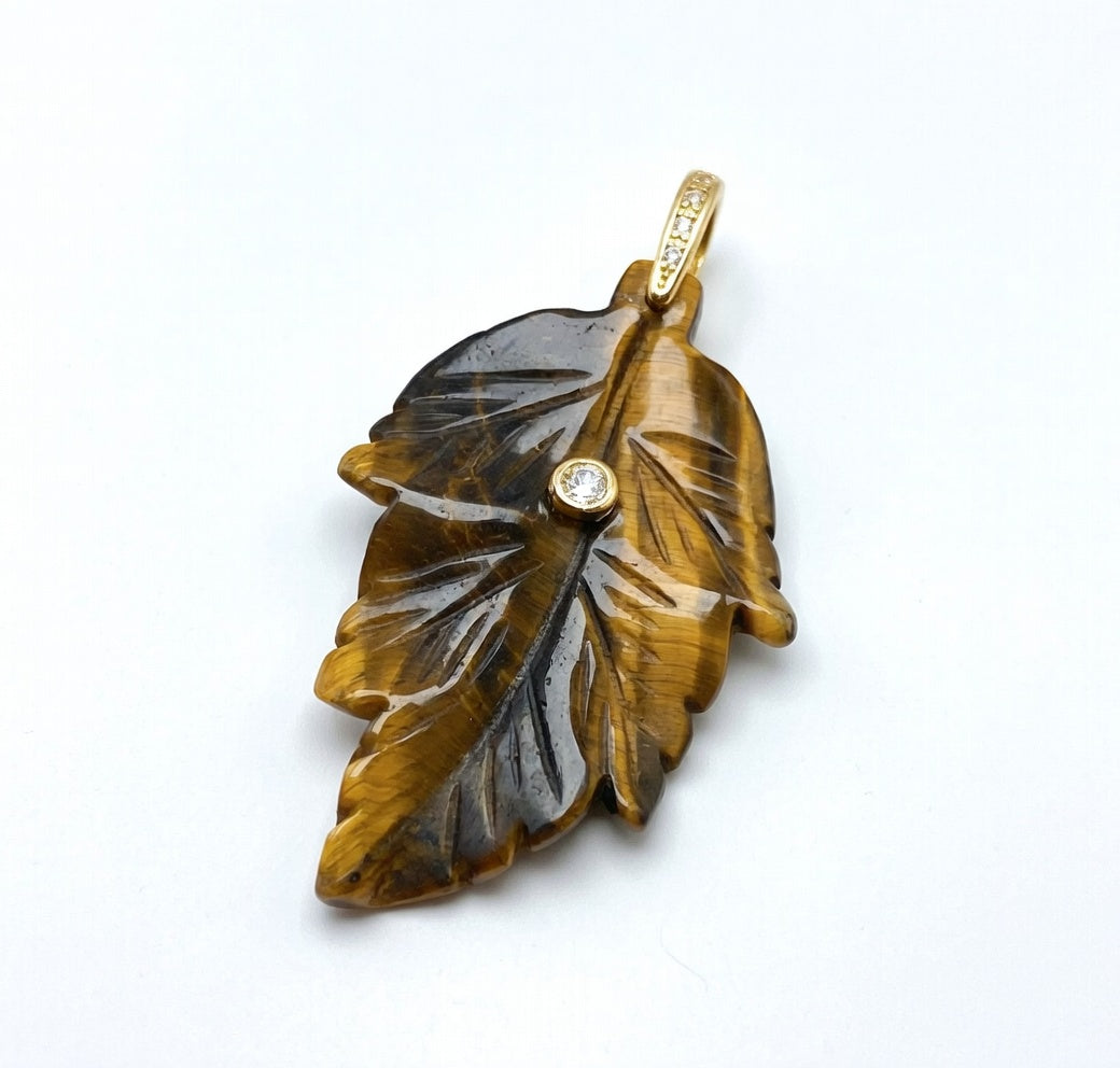 Leaf Natural Gemstone Charm