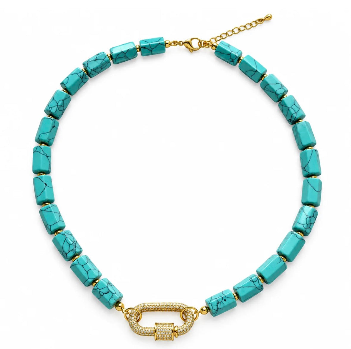 Natural Stone Carabiner Necklace