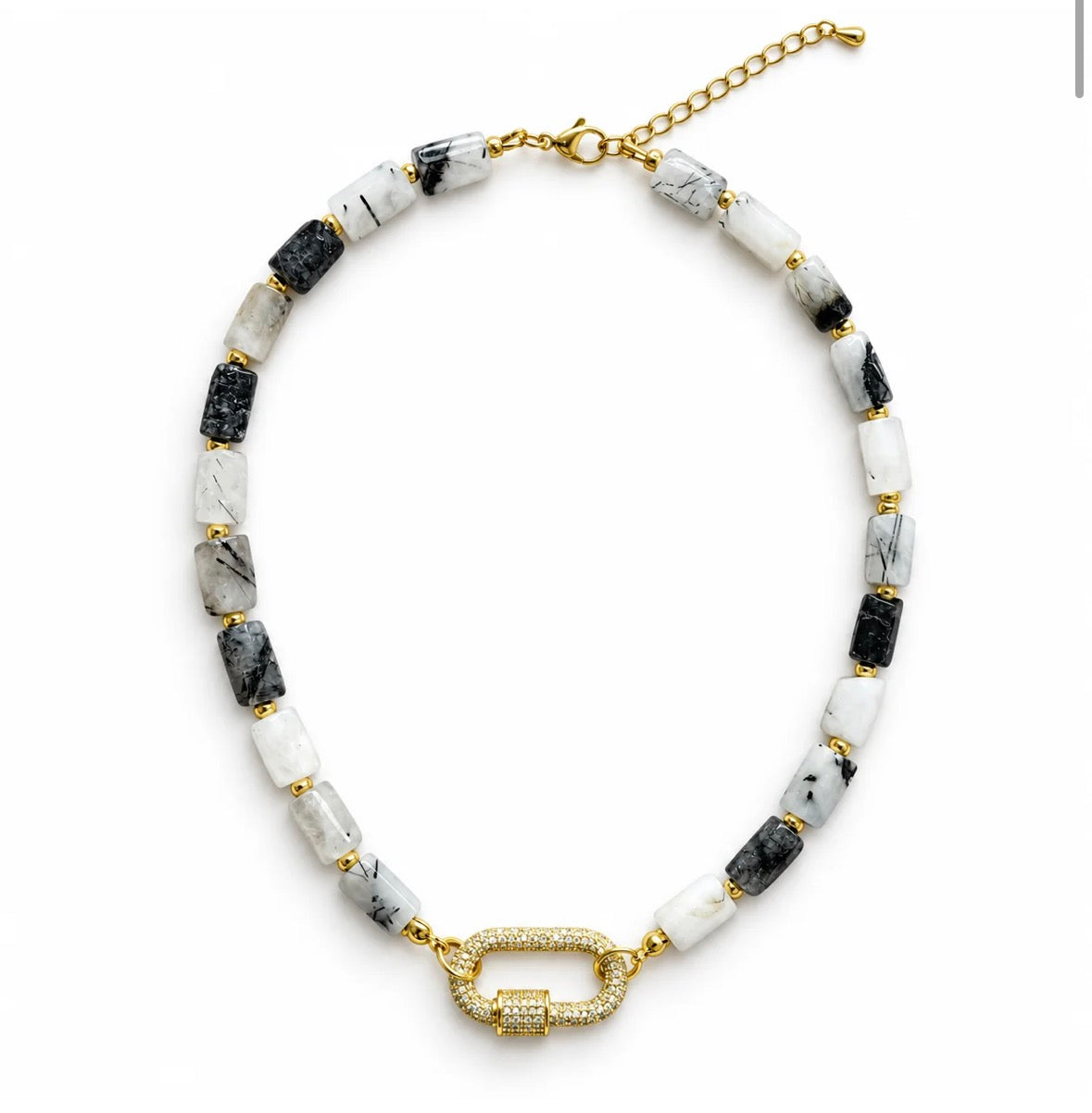 Natural Stone Carabiner Necklace