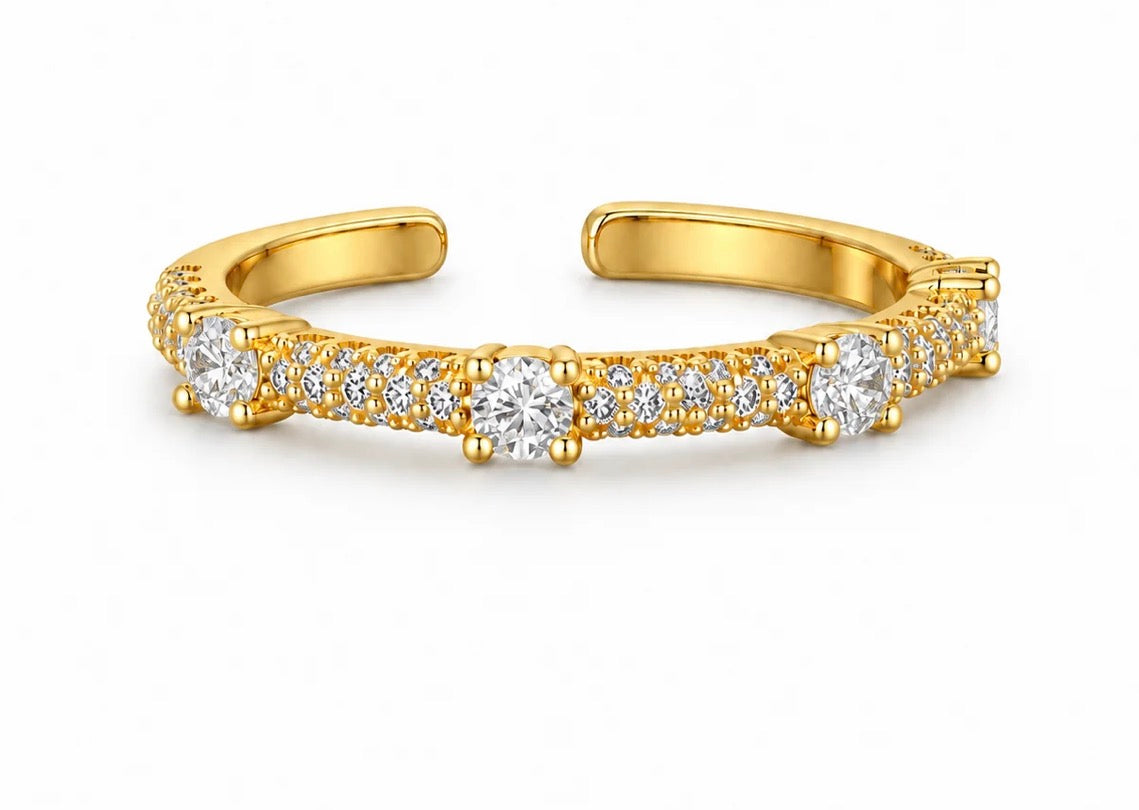 Colorful CZ Open Cuff Ring