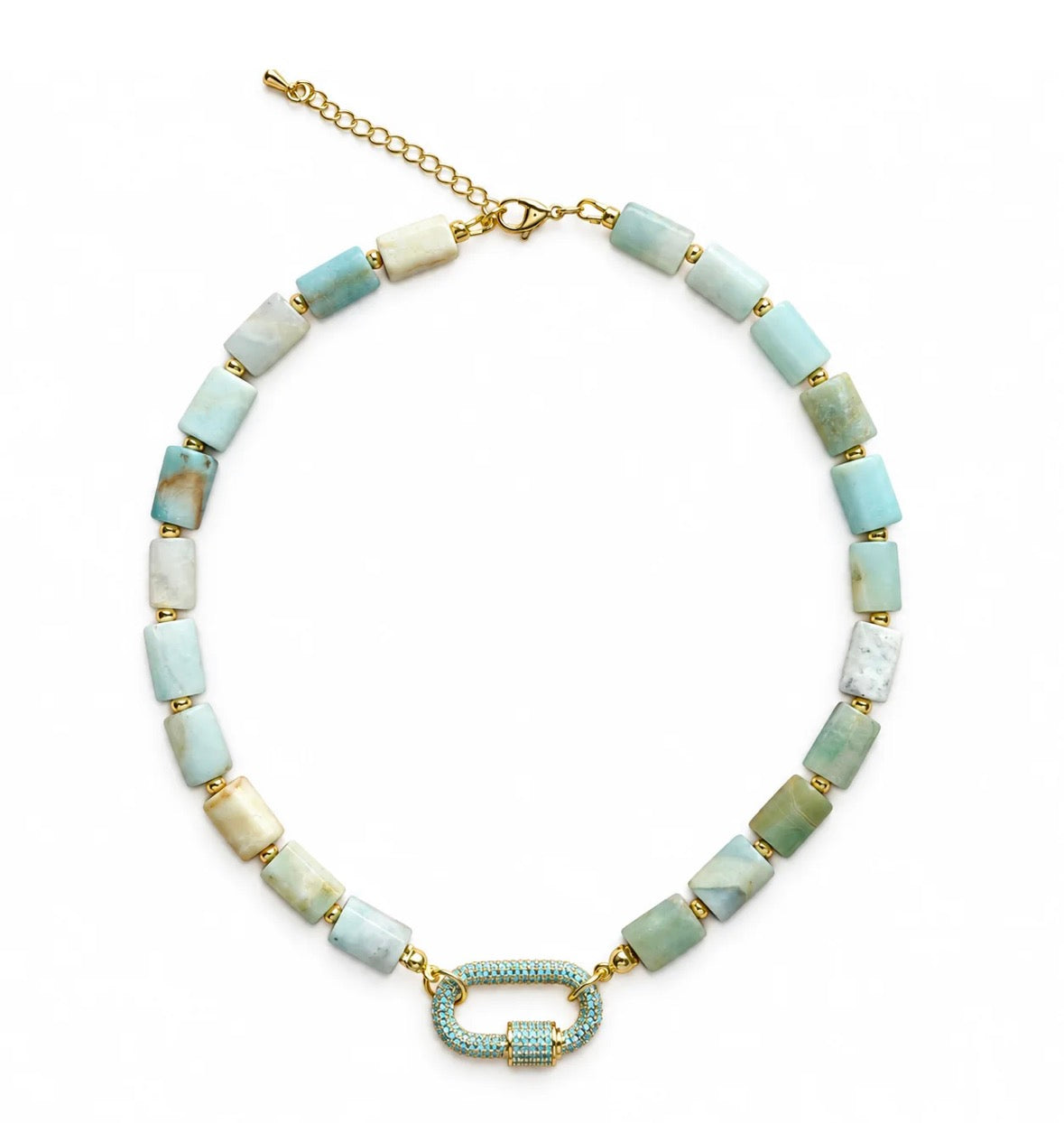 Natural Stone Carabiner Necklace