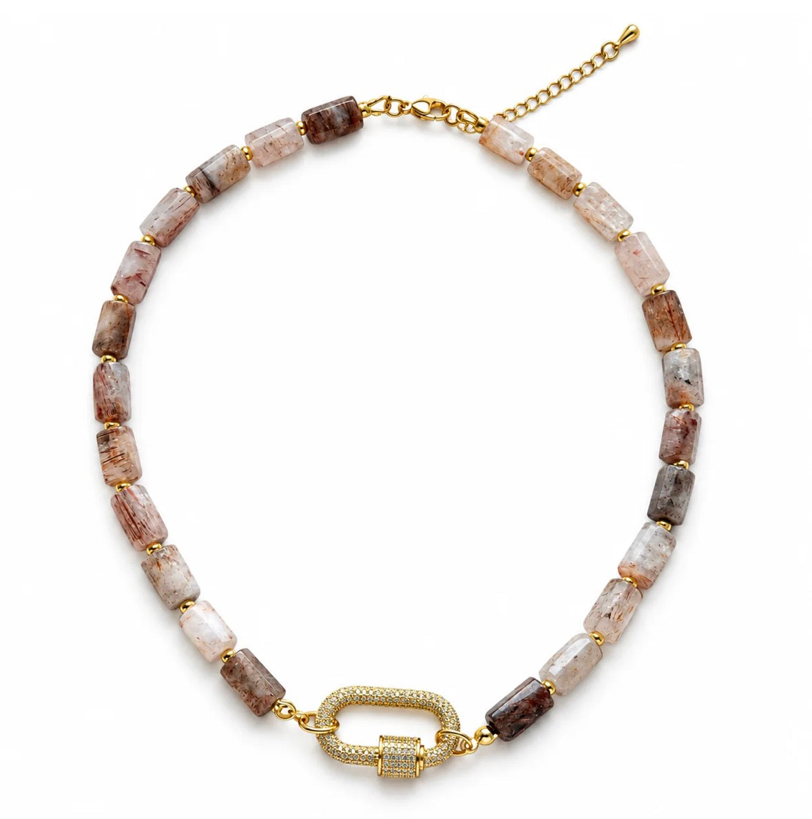 Natural Stone Carabiner Necklace