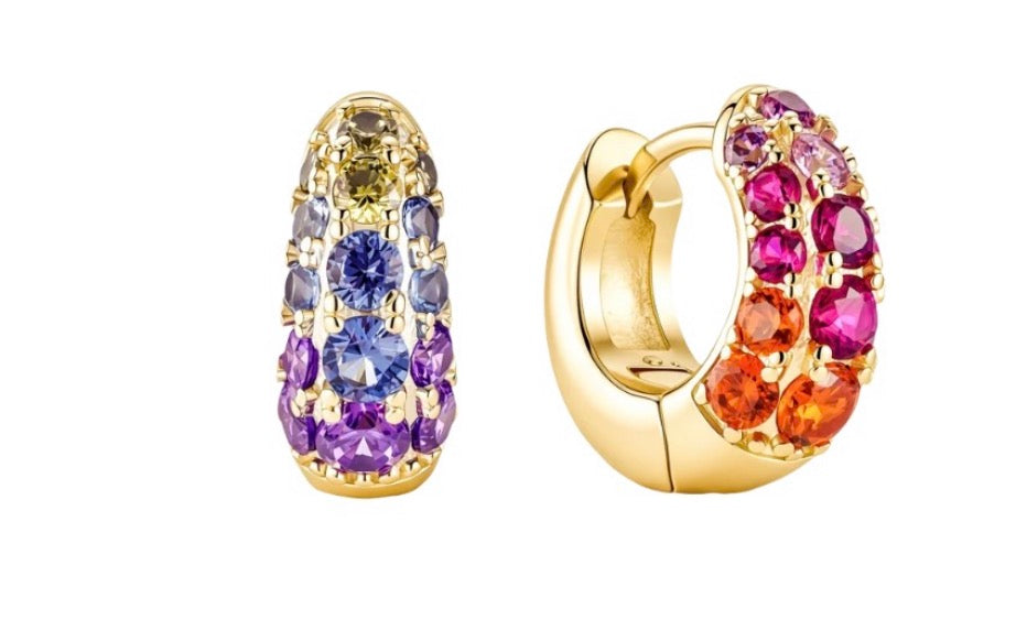 Rainbow Sparkle Huggie Earrings