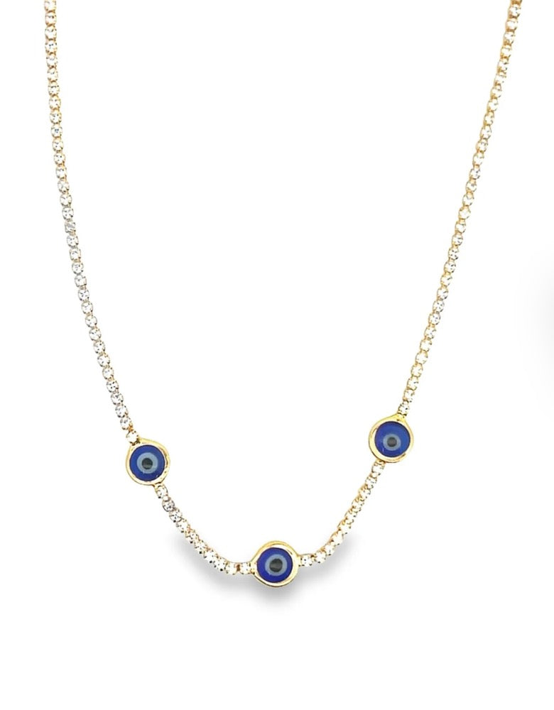 Evil Eye Choker Necklace With CZ Stones