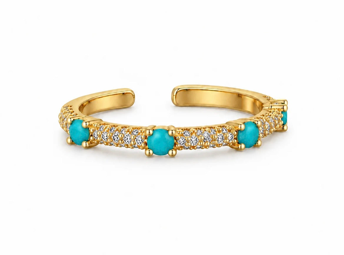 Colorful CZ Open Cuff Ring