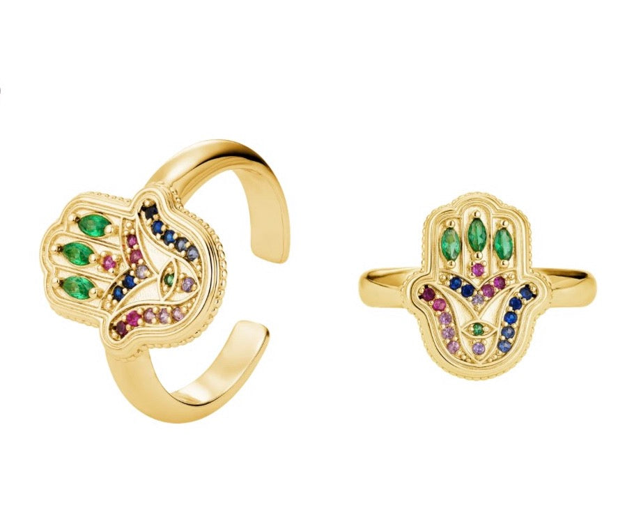 Hamsa Protection Adjustable Ring