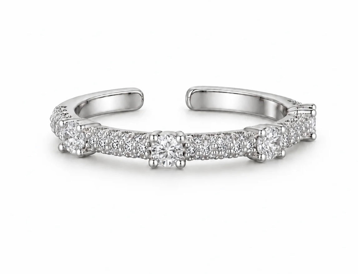 Colorful CZ Open Cuff Ring