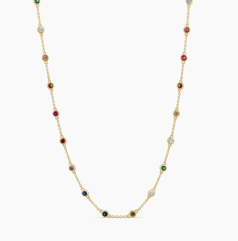 Multi Color Bezel Necklace