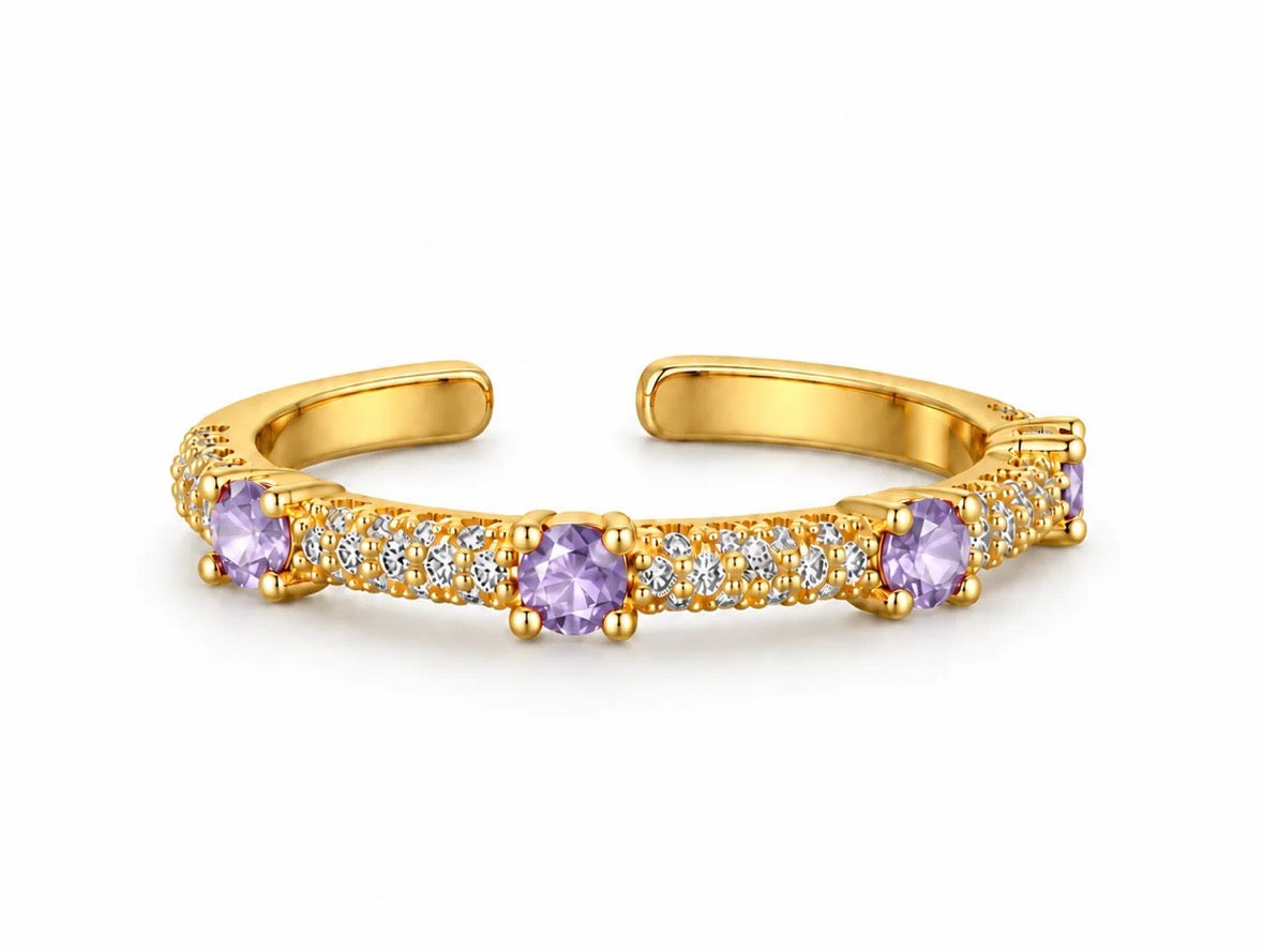 Colorful CZ Open Cuff Ring