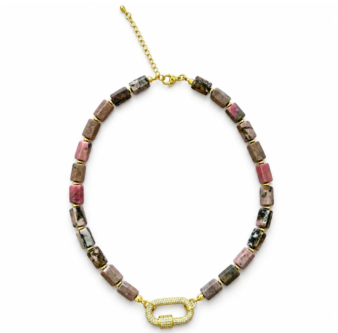Natural Stone Carabiner Necklace