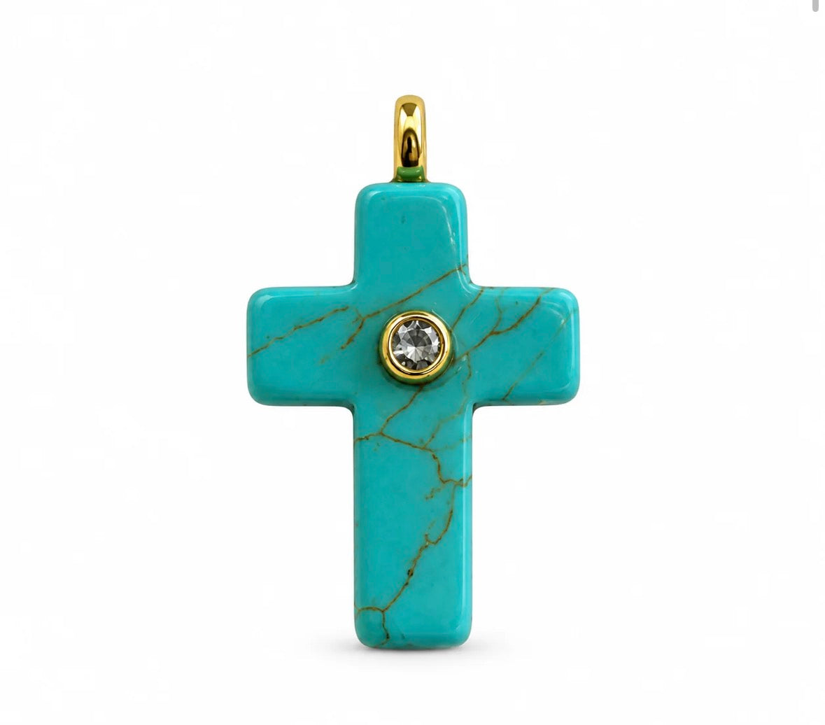 Cross Natural Stone Charm