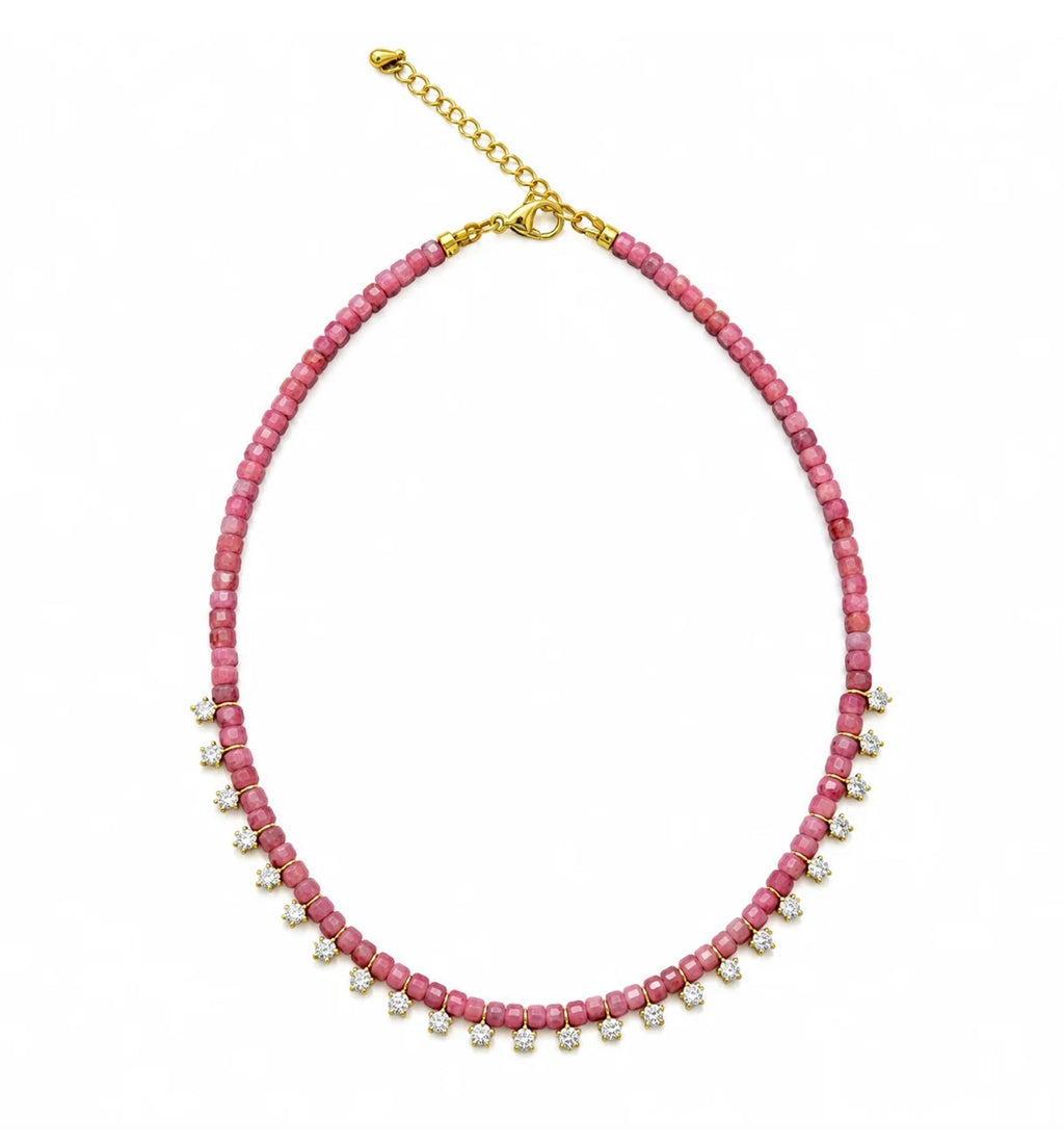 Natural Stone & Crystal Drop Necklace
