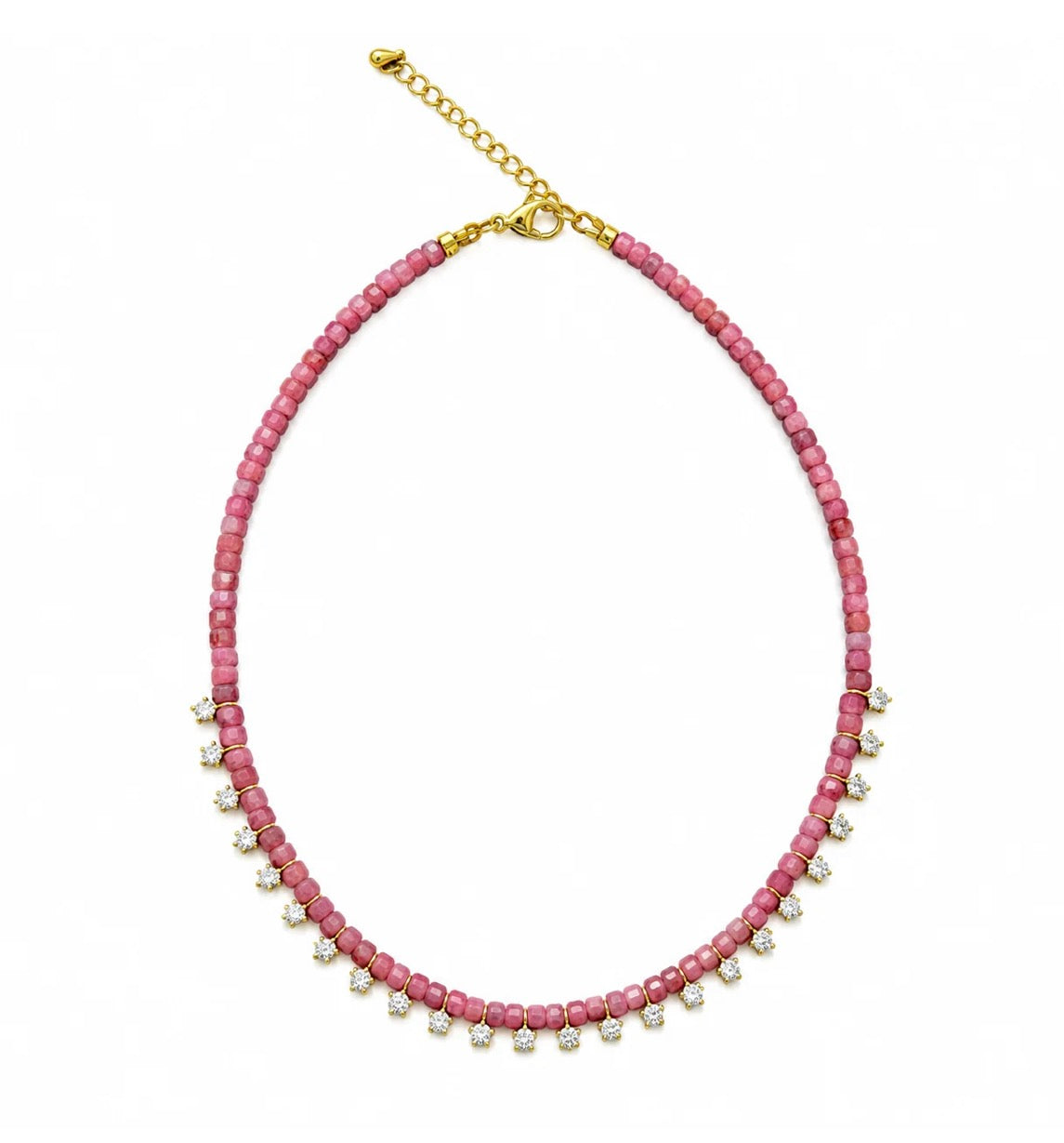 Natural Stone & Crystal Drop Necklace