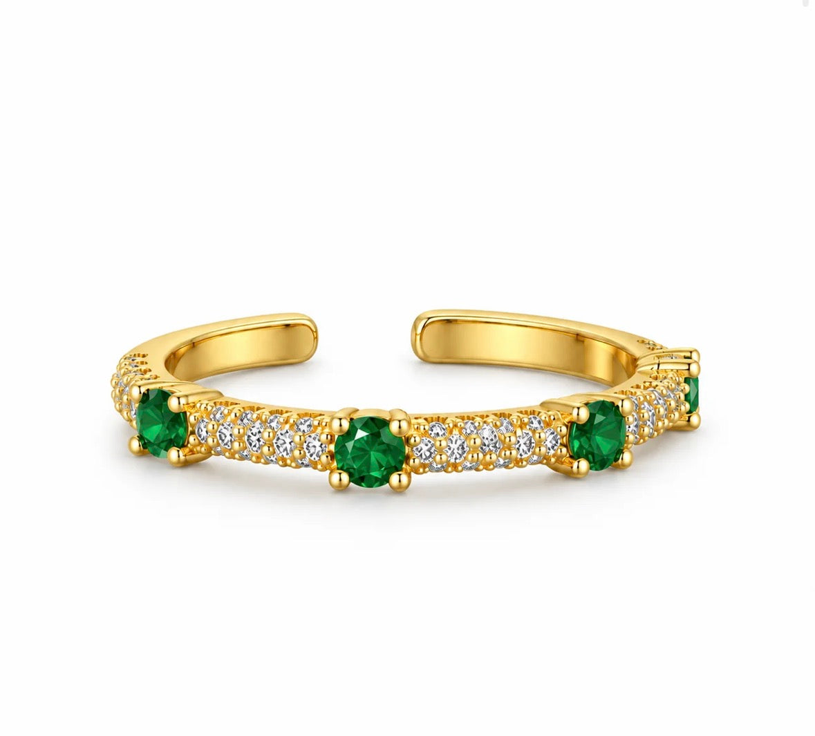 Colorful CZ Open Cuff Ring