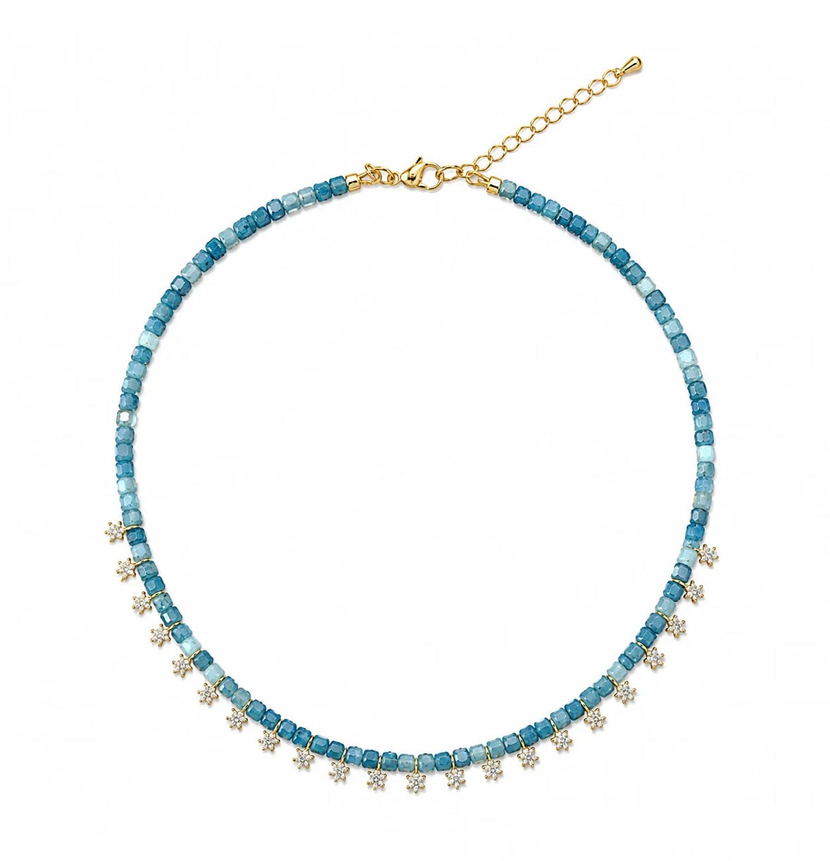 Natural Stone & Crystal Drop Necklace
