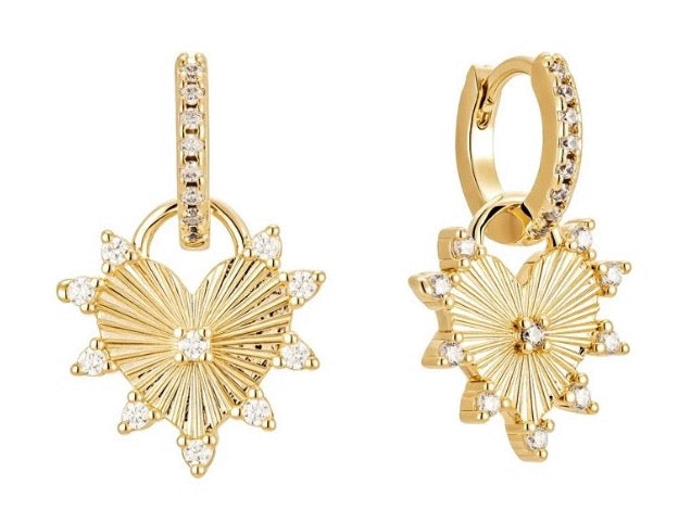 Radiant Heart Charm Huggie Earrings