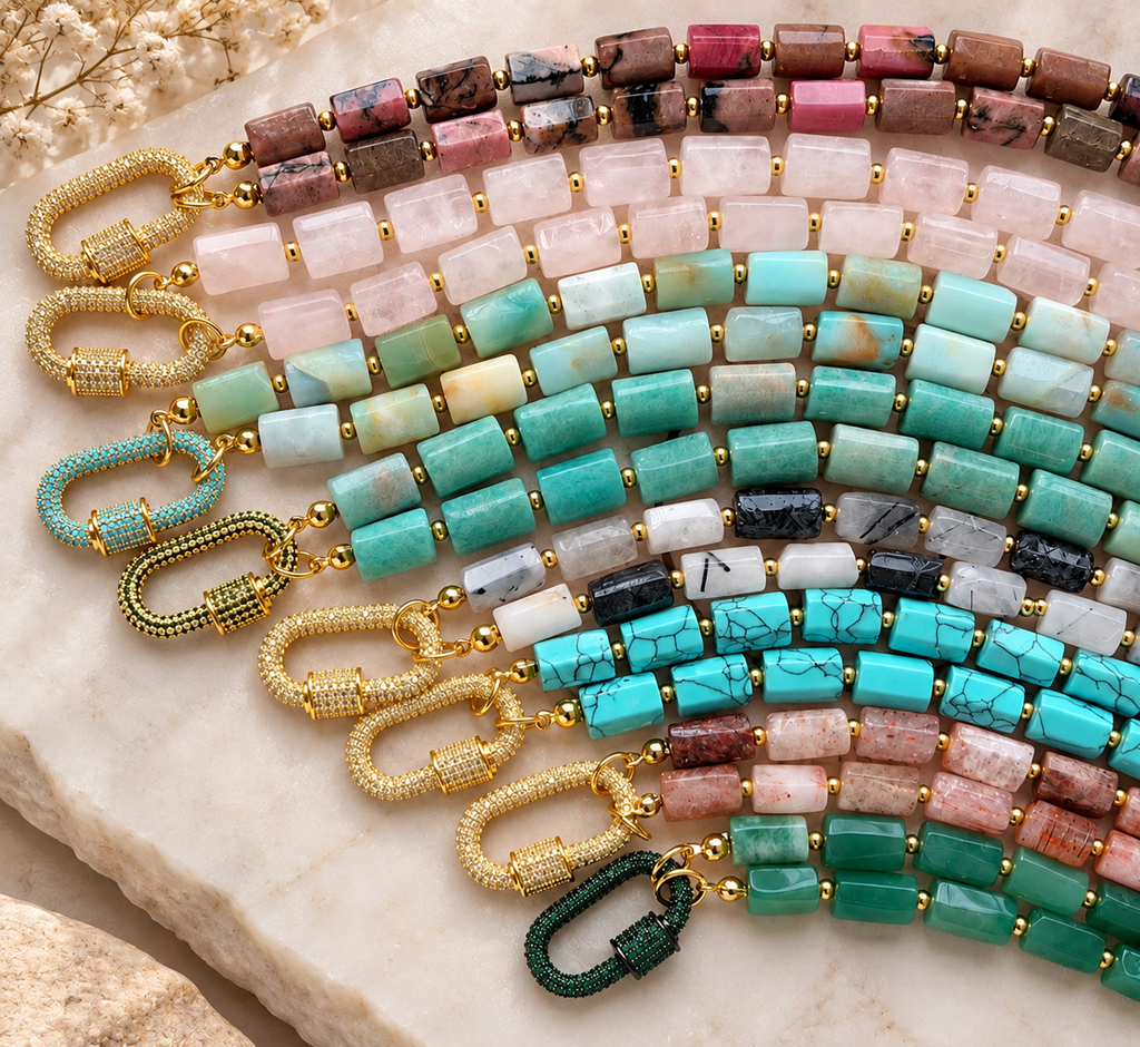 Natural Stone Carabiner Necklace
