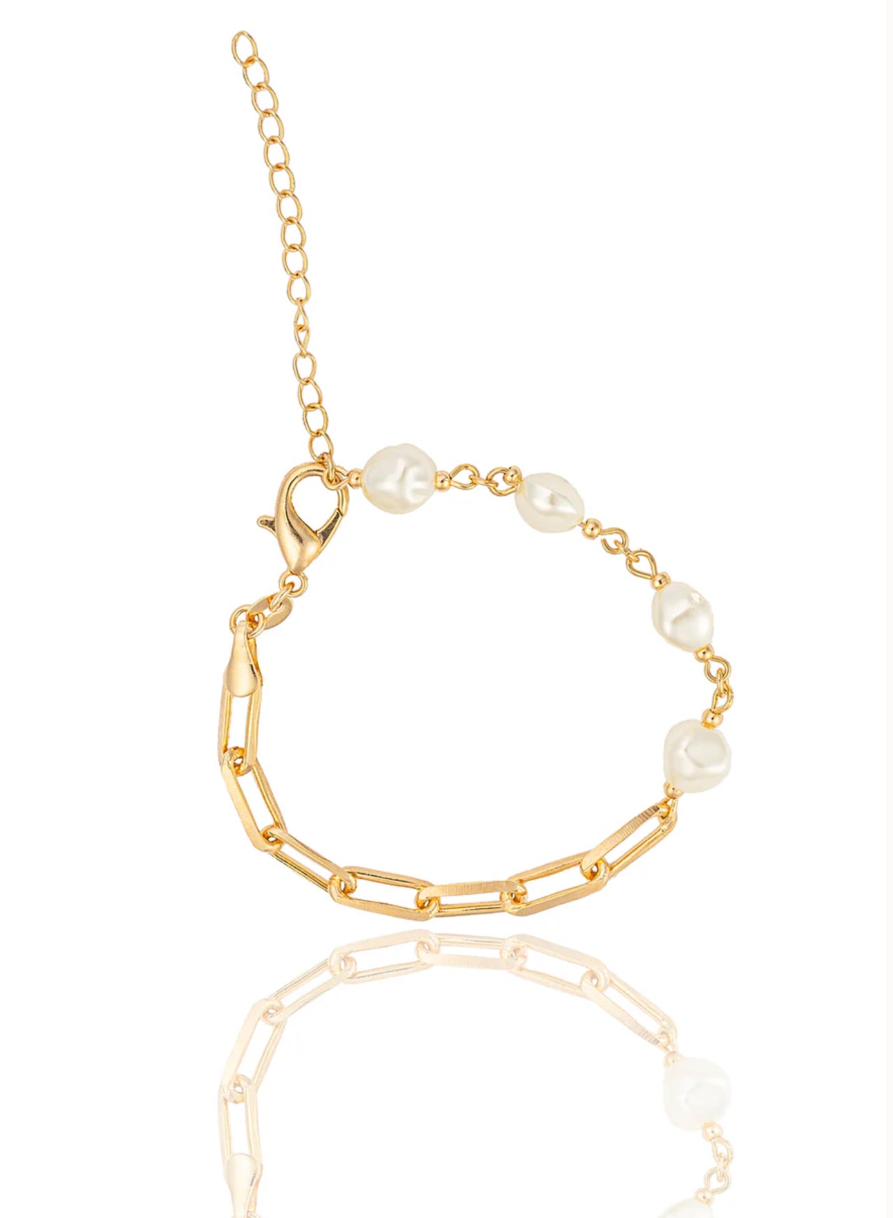 Pearl Paperclip Chain Bracelet