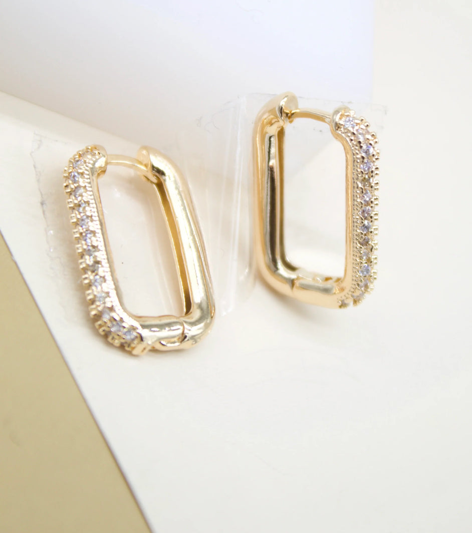 Pendientes tipo arracada CZ Pave
