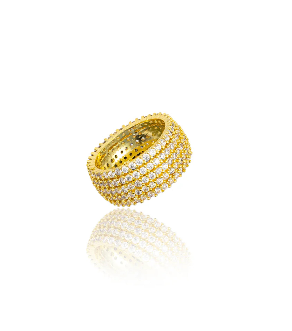 Anillo grueso con banda de circonitas micro pavé