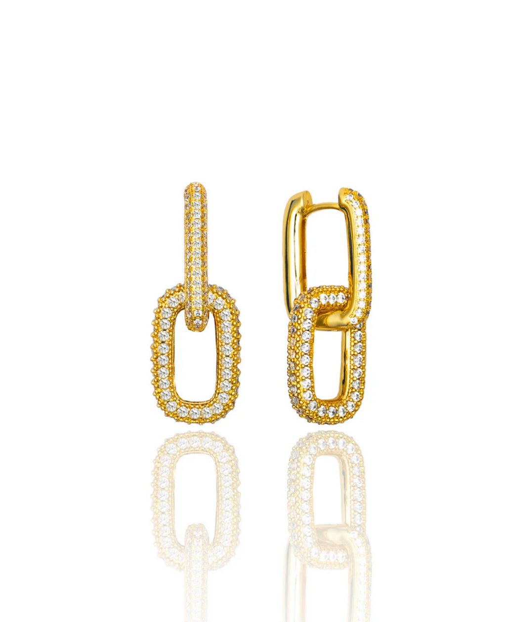 CZ Paper Clip Chain Dangle Earrings