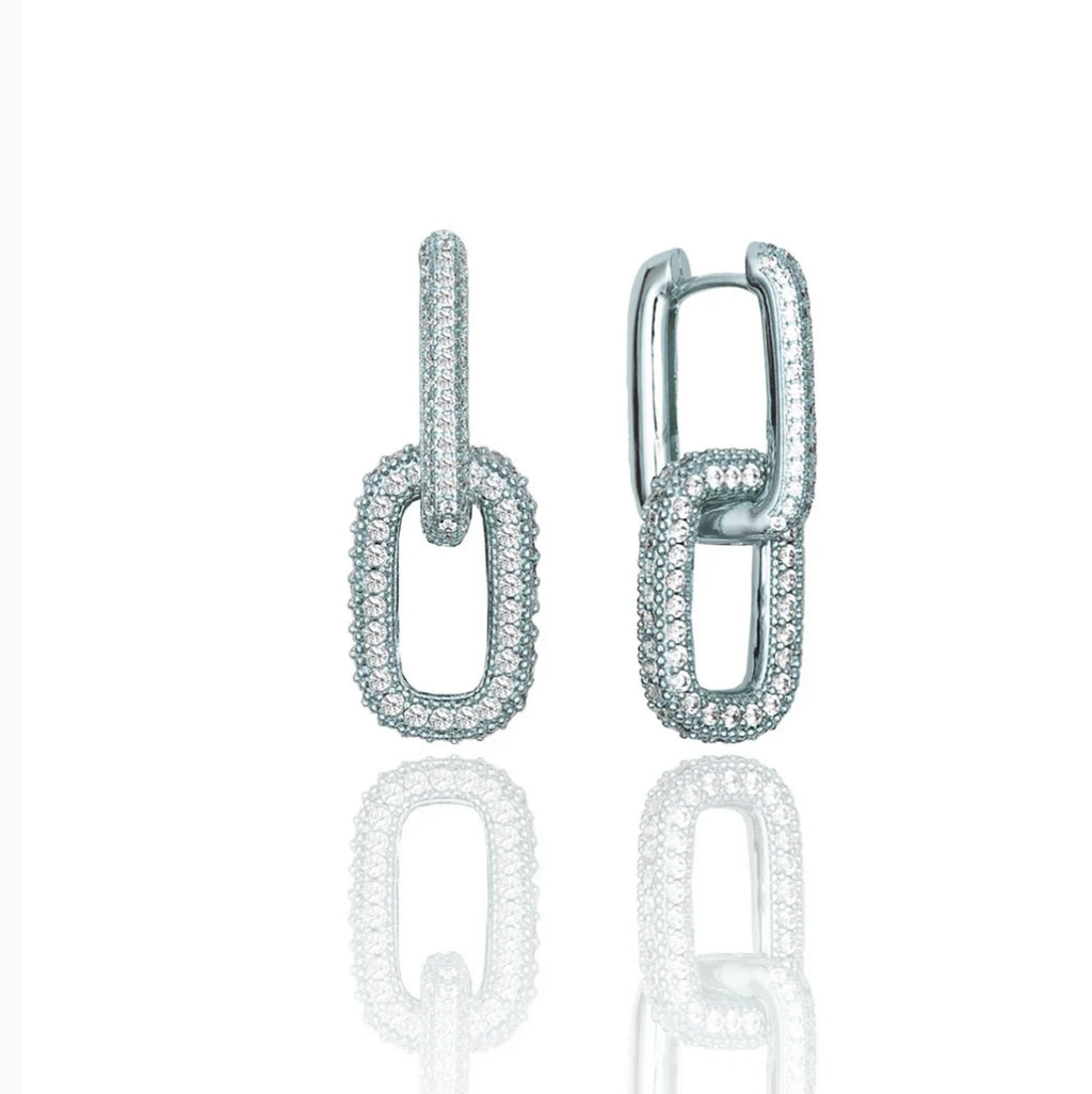CZ Paper Clip Chain Dangle Earrings