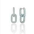 CZ Paper Clip Chain Dangle Earrings